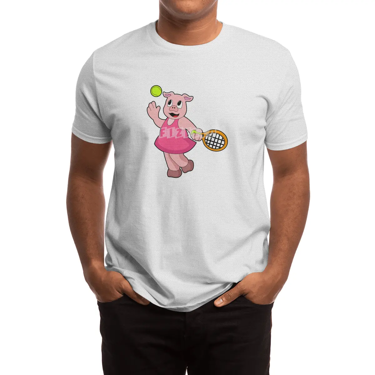 Pig at Tennis with Tennis racket Spor T-Shirt