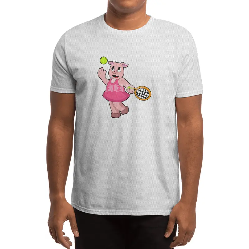 Pig at Tennis with Tennis racket Spor T-Shirt