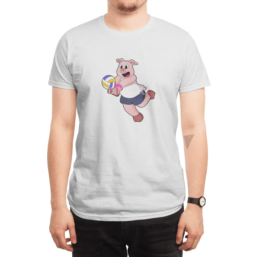 Pig at Volleyball Sports Spor T-Shirt