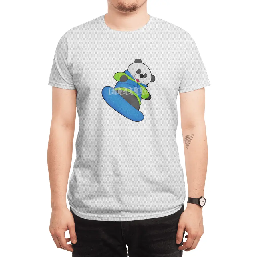 Panda as Snowboarder with Snowboard Spor T-Shirt