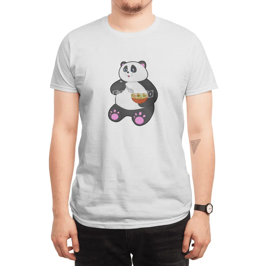 Panda at Eating with Spoon & Bowl Spor T-Shirt