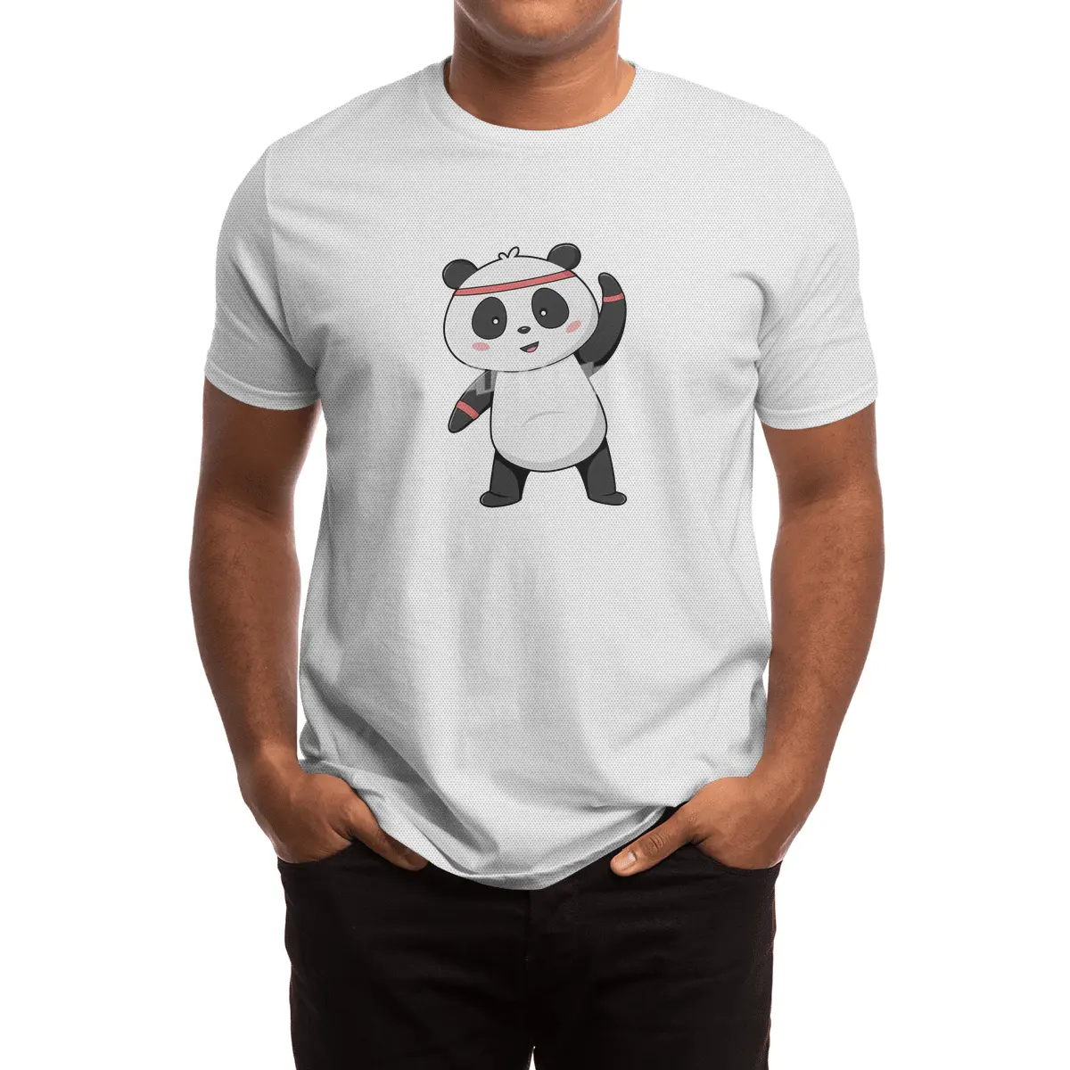 Panda at Fitness with Headband & Sweatband Spor T-Shirt