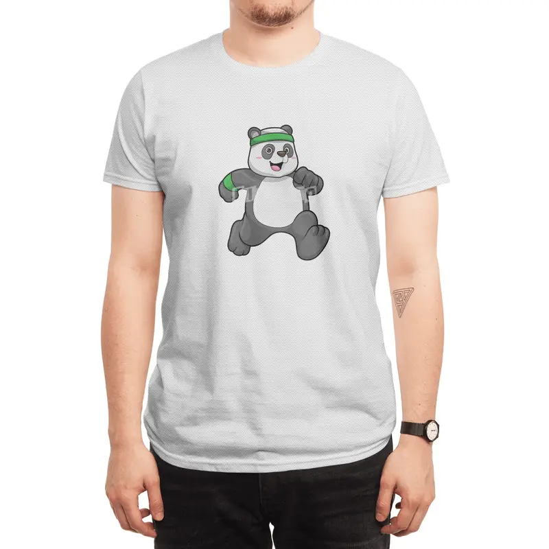 Panda at Jogging with Headband & Sweatband Spor T-Shirt