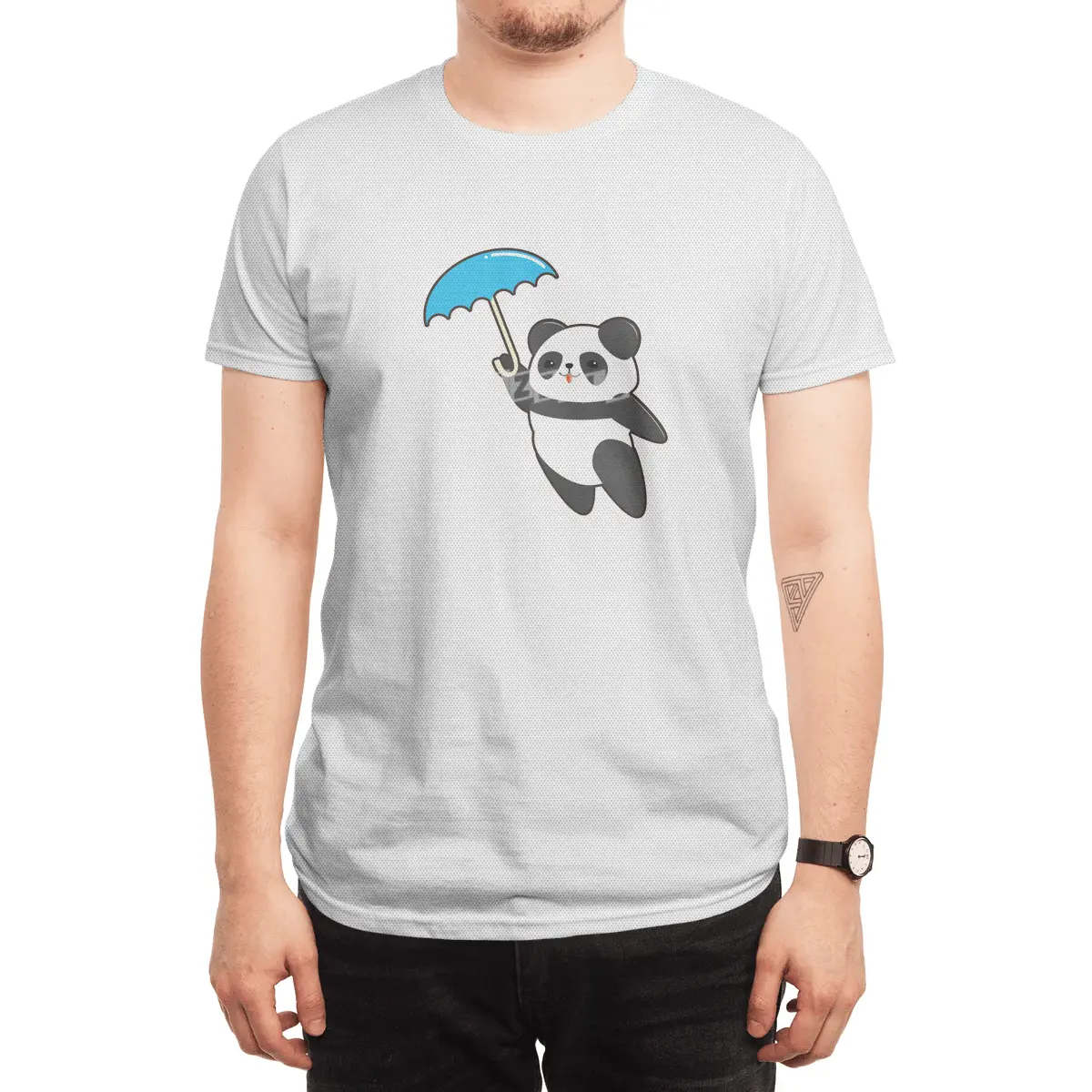 Panda at Rain with Umbrella Spor T-Shirt