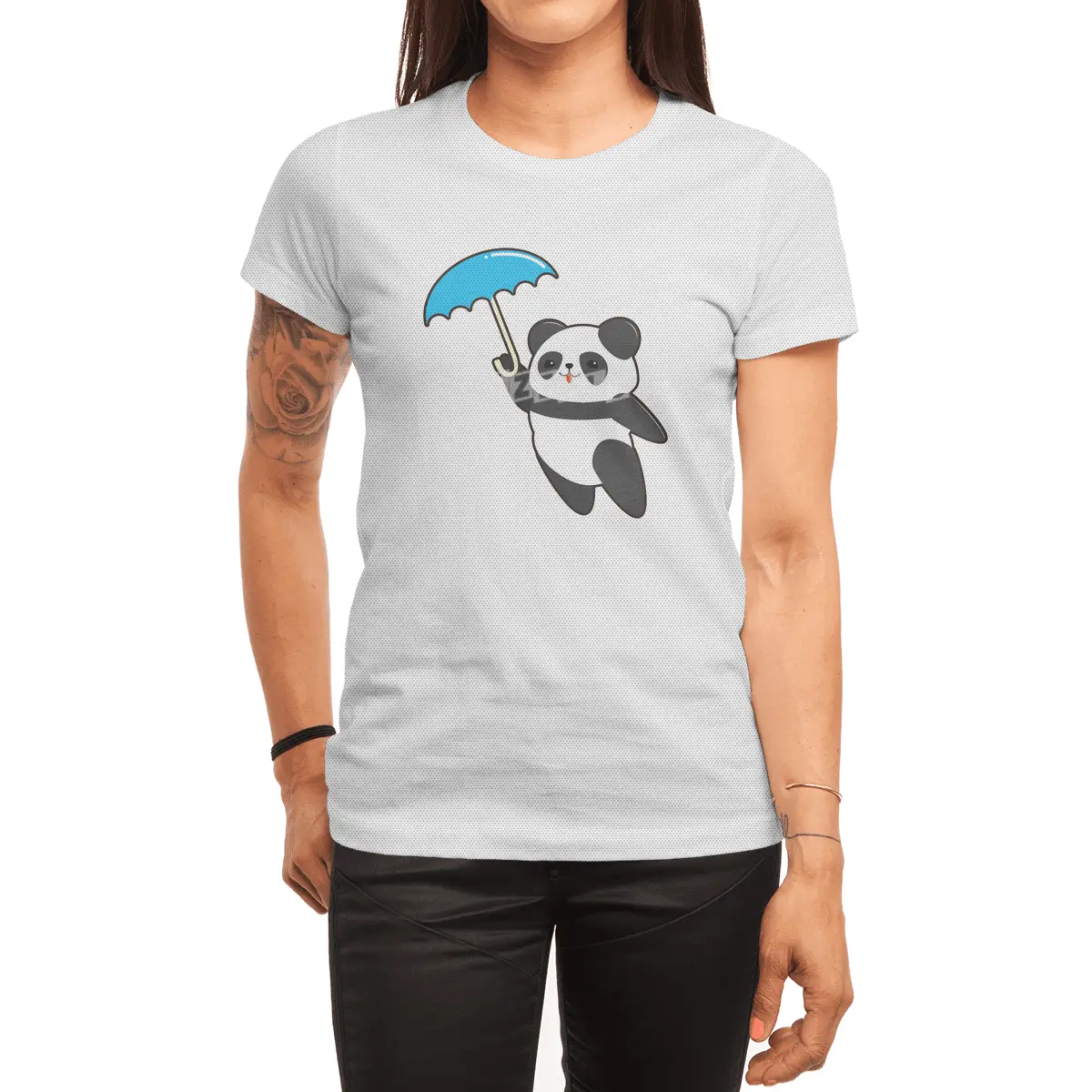 Panda at Rain with Umbrella Spor T-Shirt