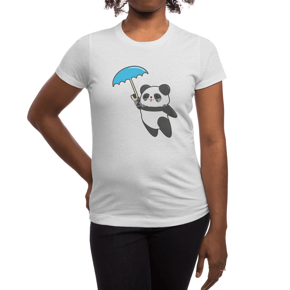 Panda at Rain with Umbrella Spor T-Shirt