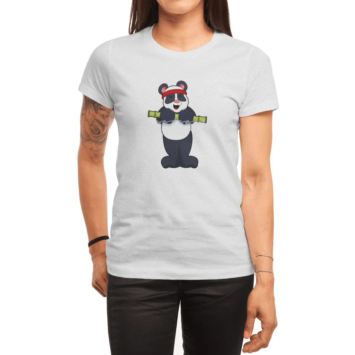 Panda at Work out with Bamboo Weight Spor T-Shirt