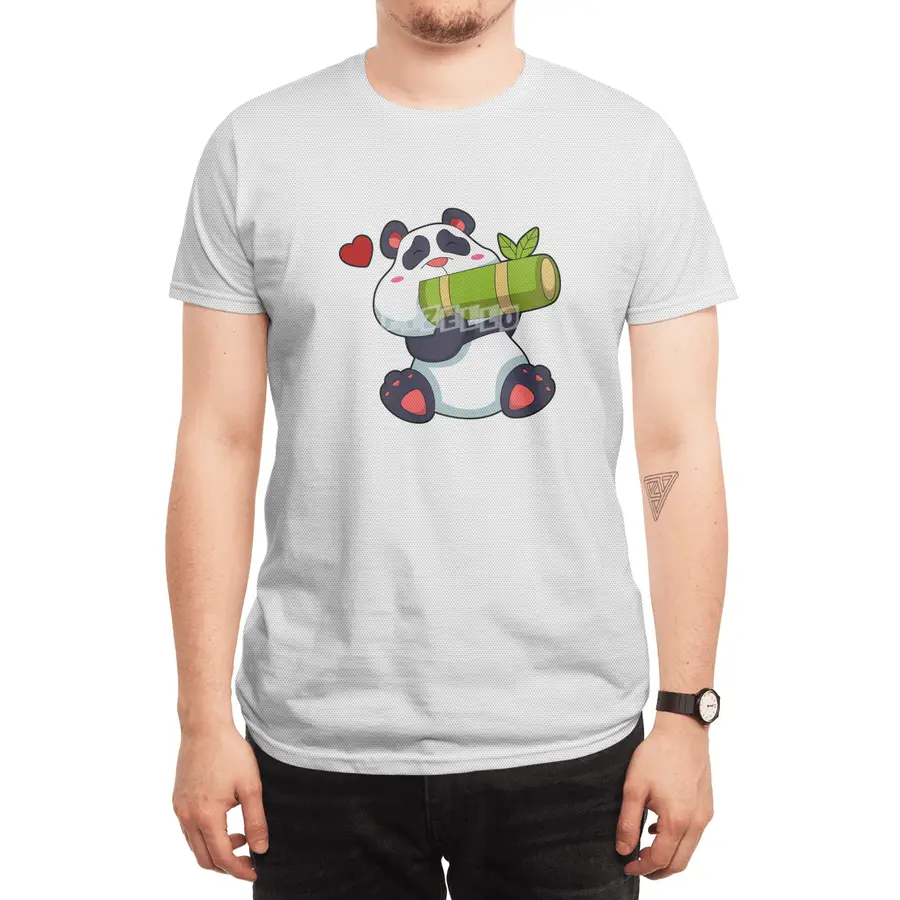 Panda with Bamboo & Heart Spor T-Shirt