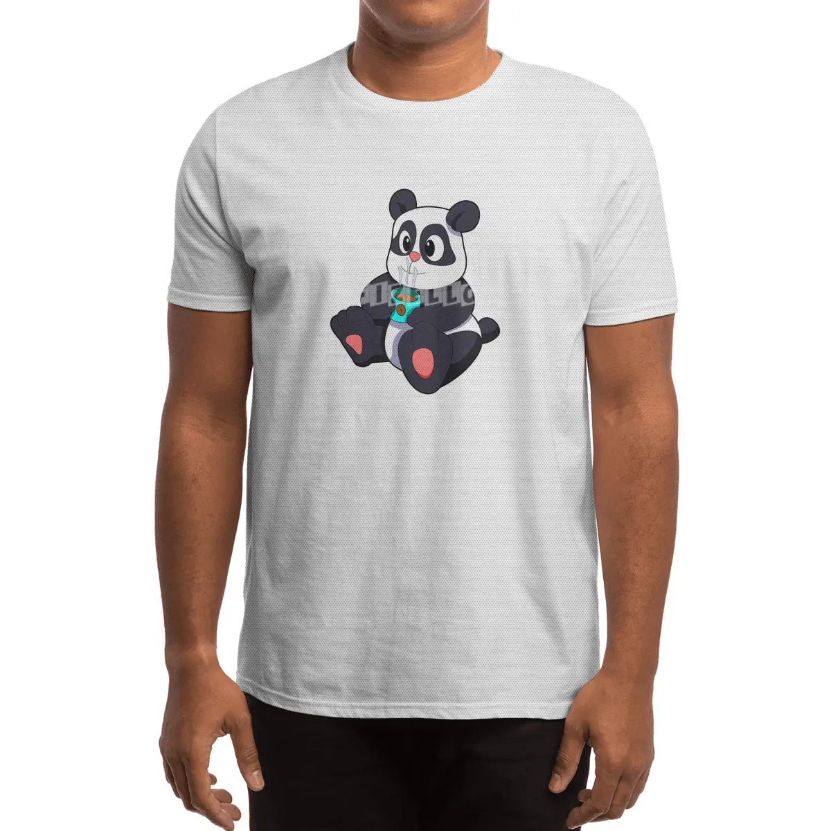 Panda with Cup of Coffee Spor T-Shirt
