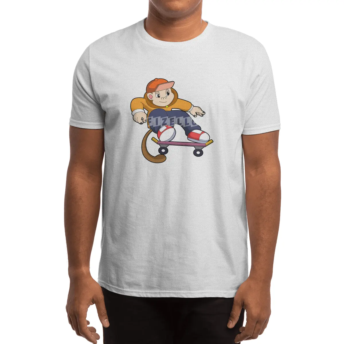 Monkey as Skater with Skateboard Spor T-Shirt