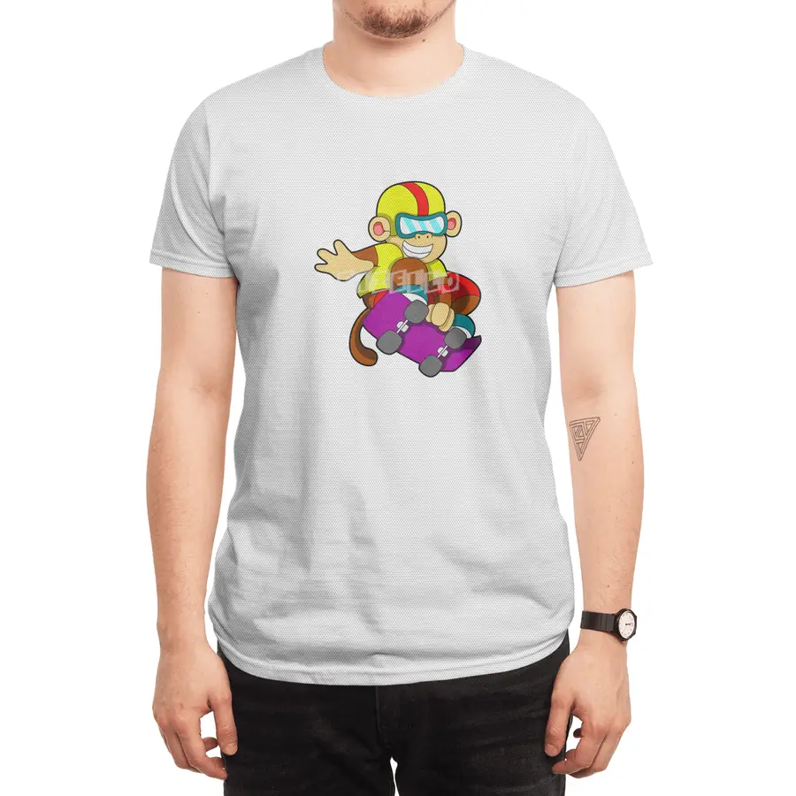 Monkey as Skater with Skateboard & Helmet Spor T-Shirt