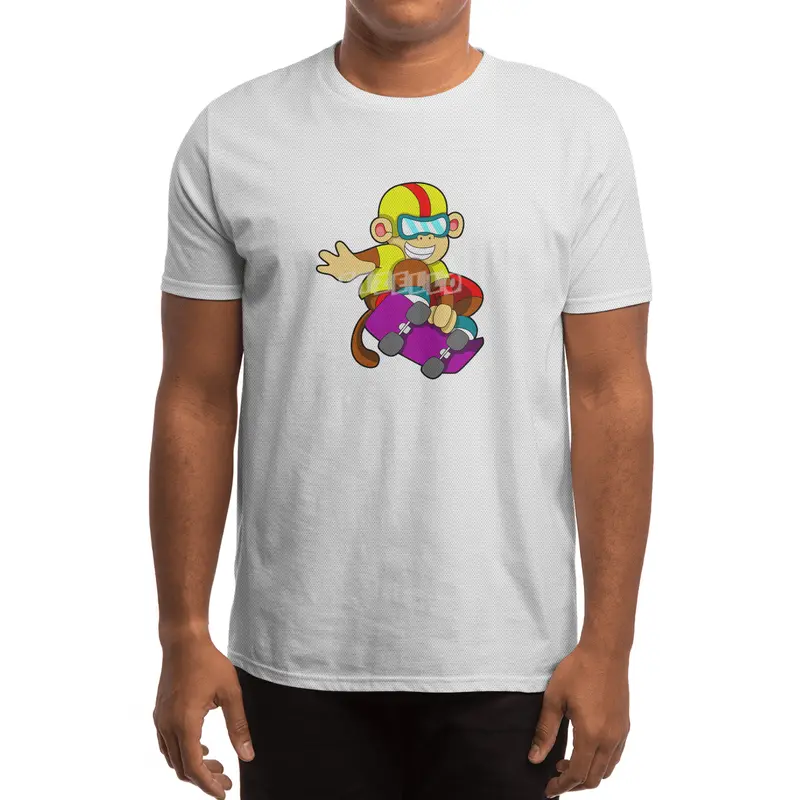 Monkey as Skater with Skateboard & Helmet Spor T-Shirt