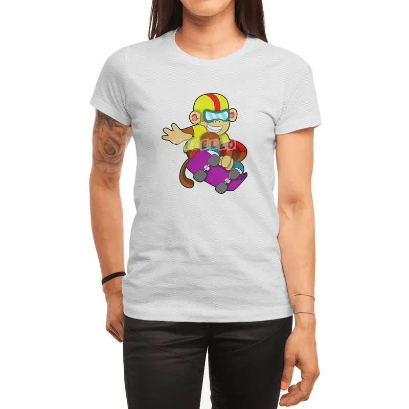 Monkey as Skater with Skateboard & Helmet Spor T-Shirt