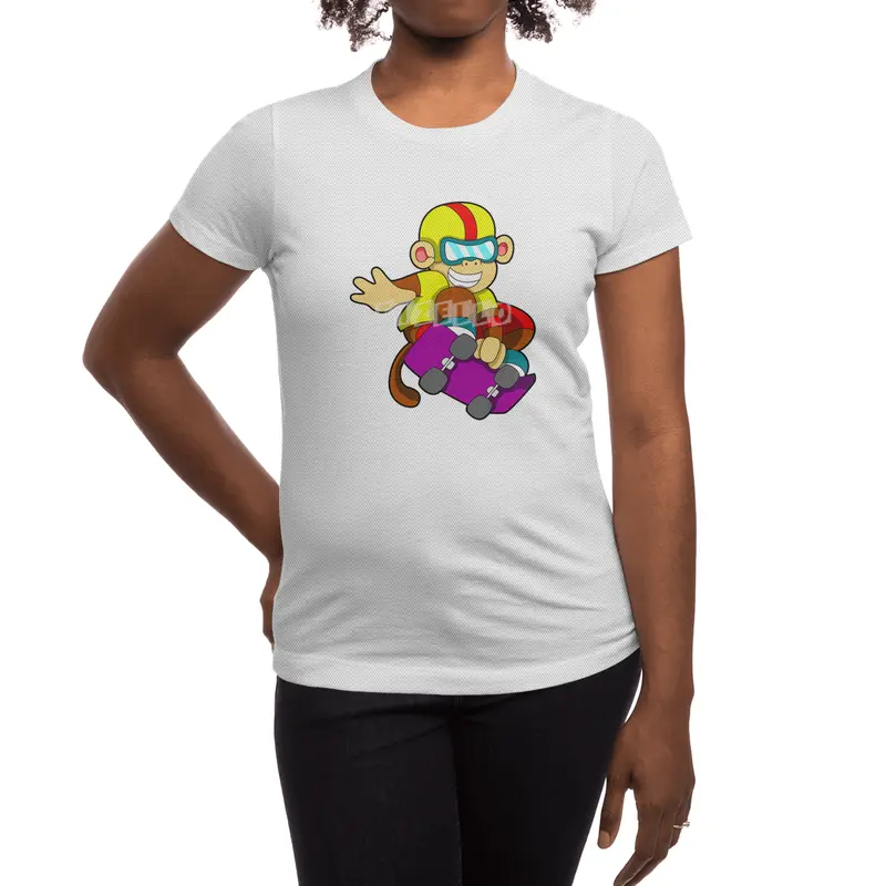 Monkey as Skater with Skateboard & Helmet Spor T-Shirt