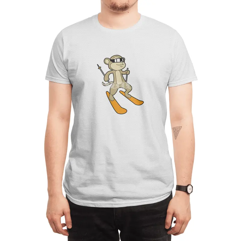 Monkey as Skier with Ski Spor T-Shirt