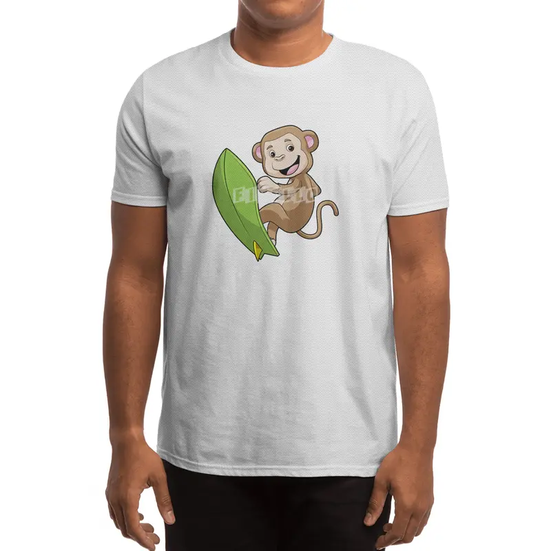 Monkey as Surfer with Surfboard Spor T-Shirt