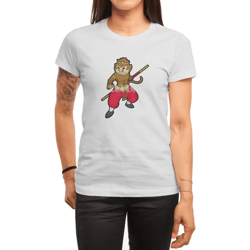 Monkey as Warrior with Staff & Headband Spor T-Shirt