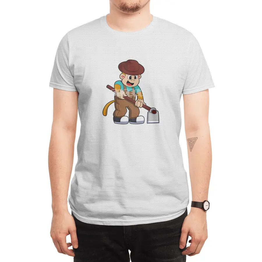 Monkey at Farmer with Rake Spor T-Shirt
