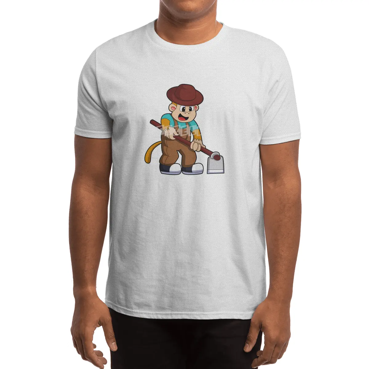 Monkey at Farmer with Rake Spor T-Shirt
