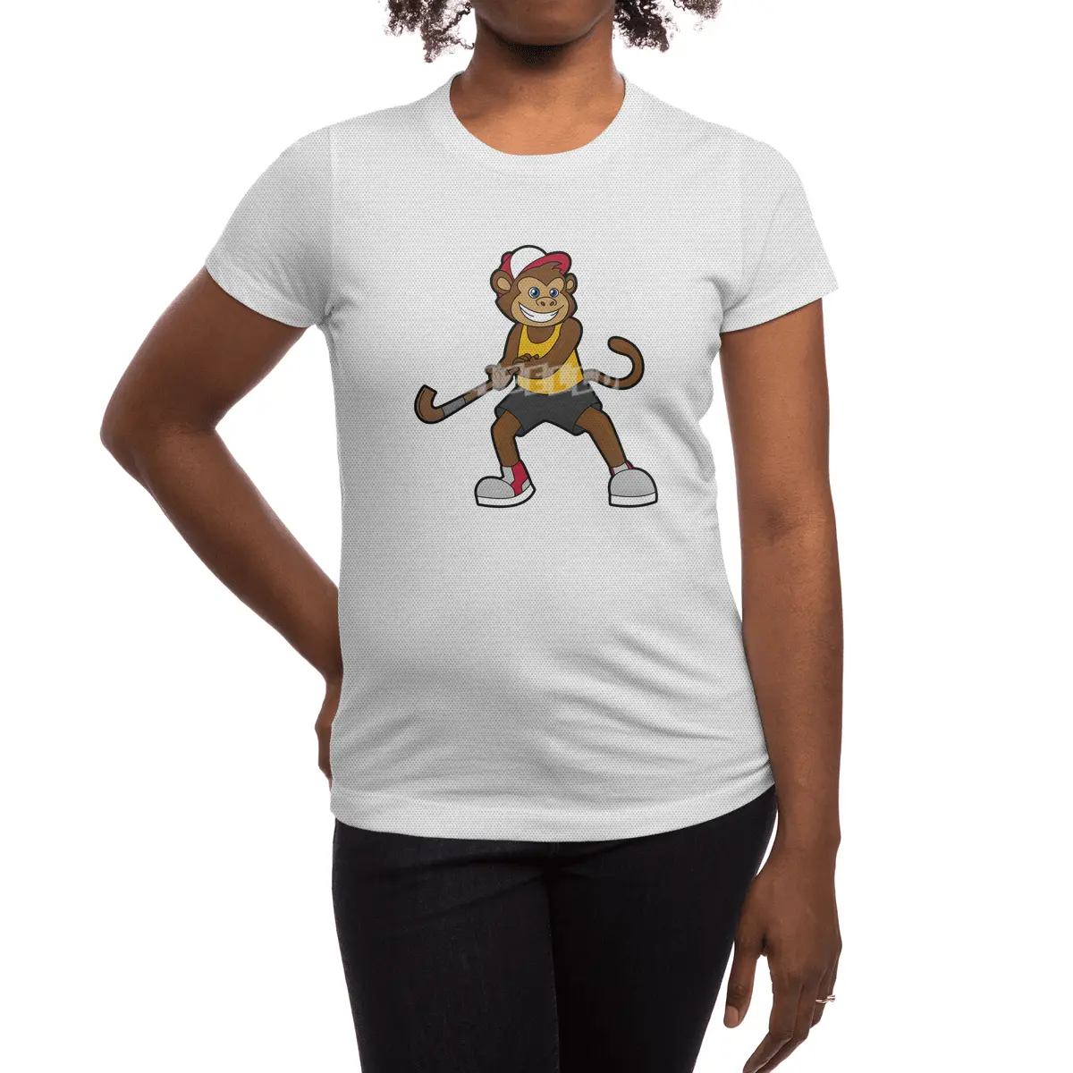 Monkey at Hockey with Hockey stick Spor T-Shirt