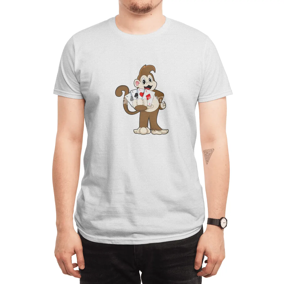 Monkey at Poker with Poker cards Spor T-Shirt