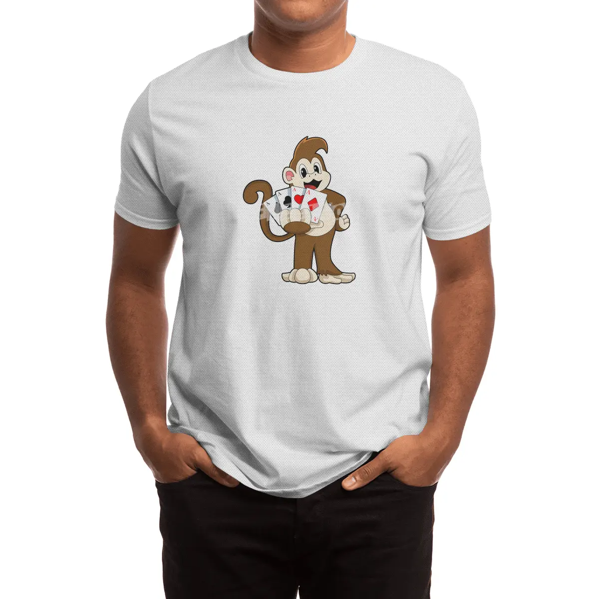 Monkey at Poker with Poker cards Spor T-Shirt
