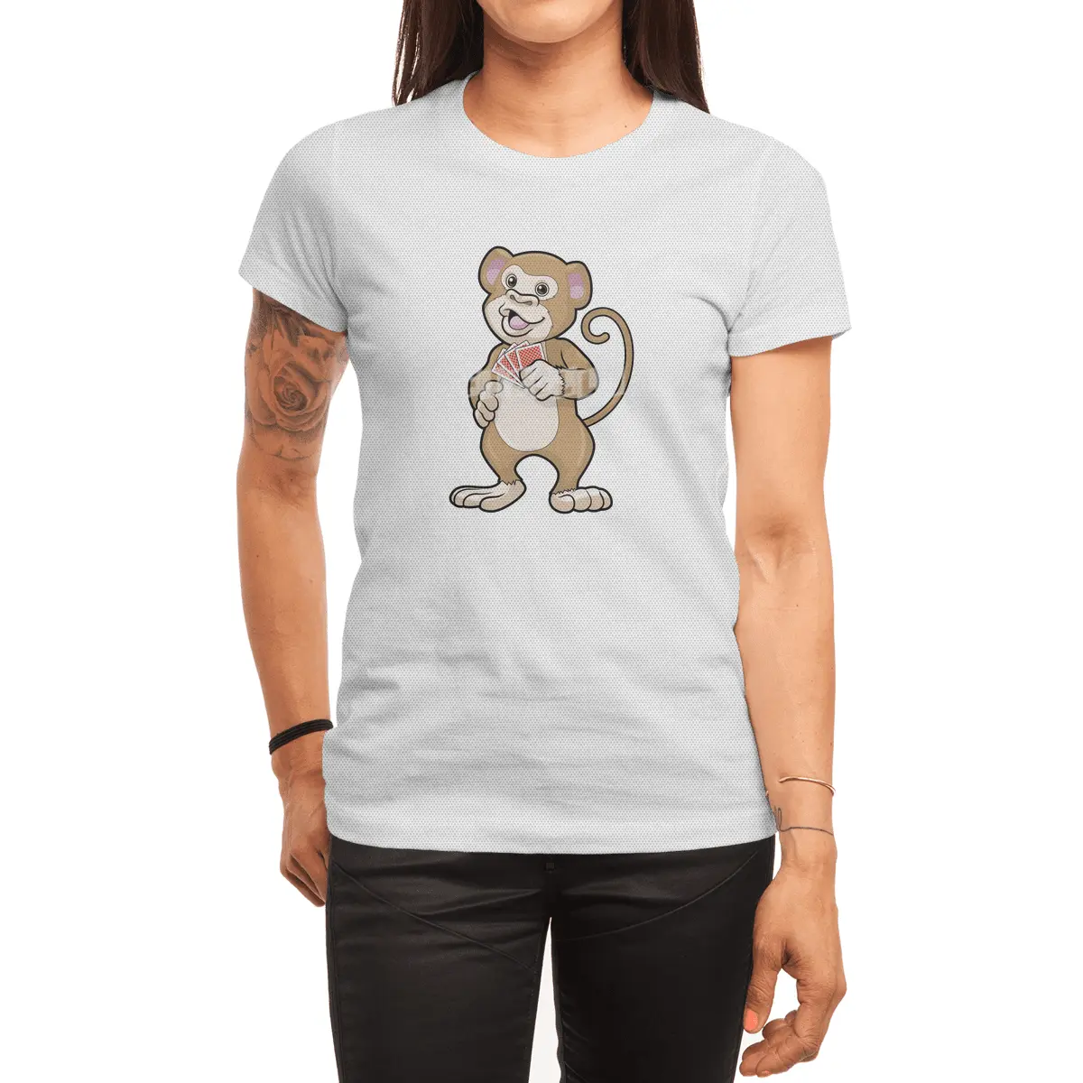 Monkey at Poker with Poker cards Spor T-Shirt