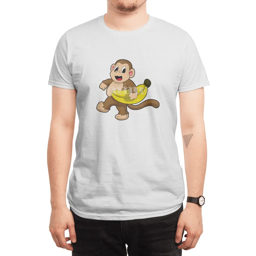 Monkey at Running with Banana Spor T-Shirt