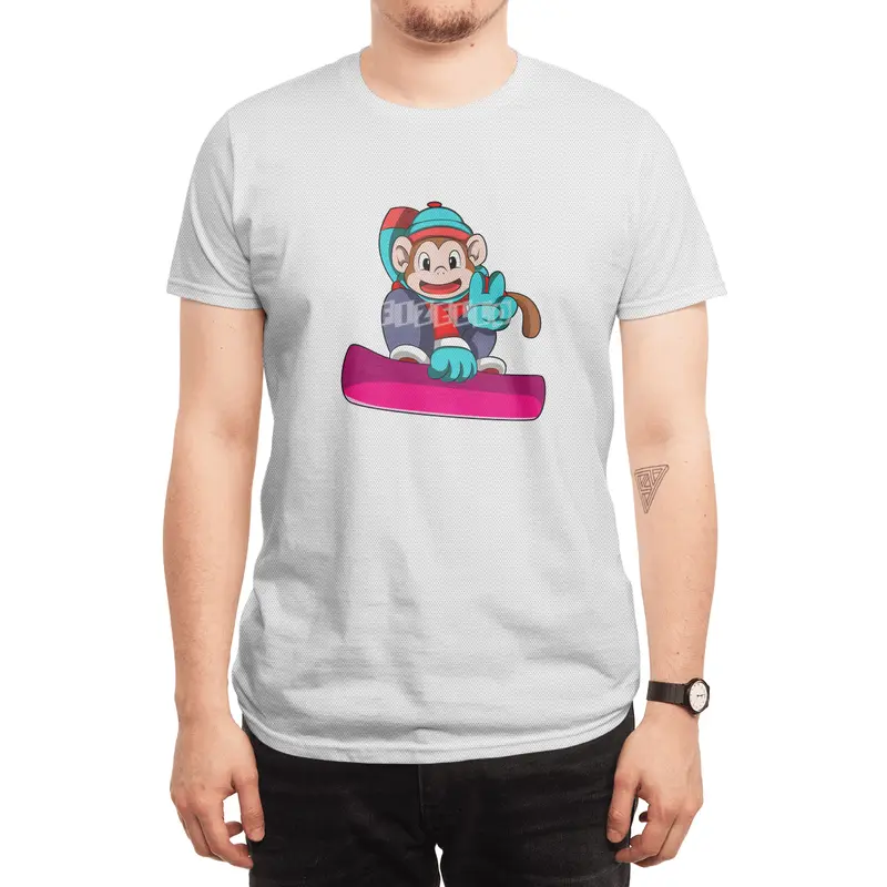 Monkey at Snowboarding with Snowboard Spor T-Shirt