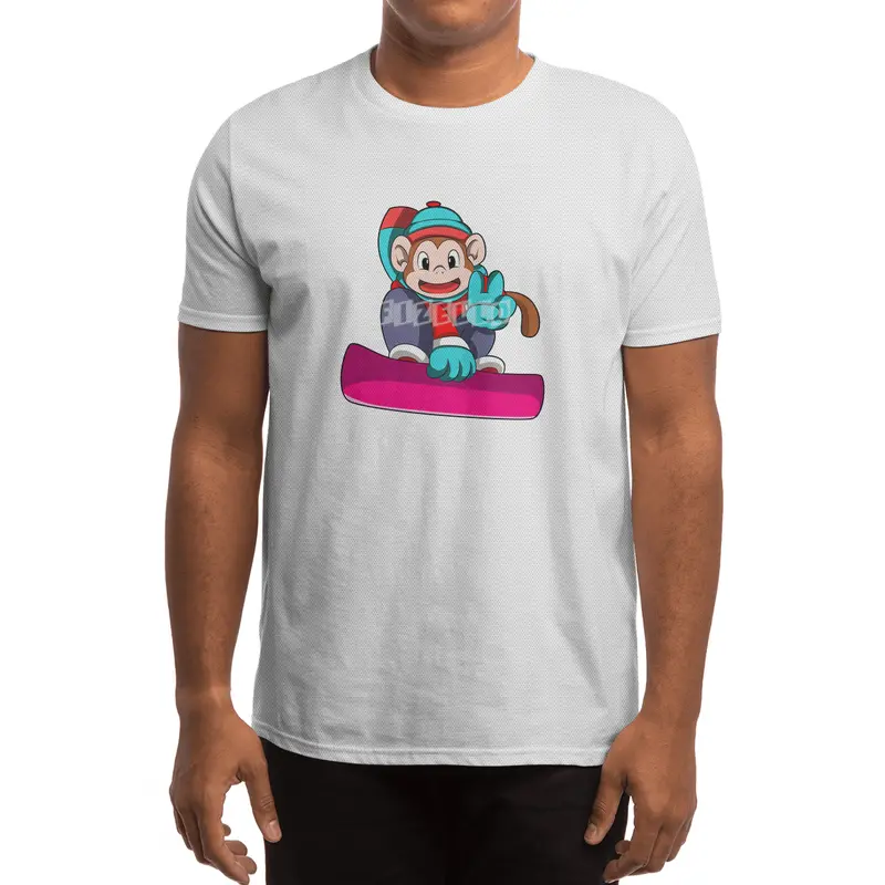 Monkey at Snowboarding with Snowboard Spor T-Shirt