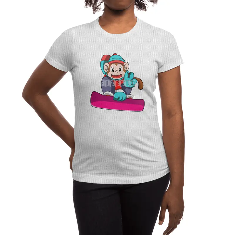 Monkey at Snowboarding with Snowboard Spor T-Shirt