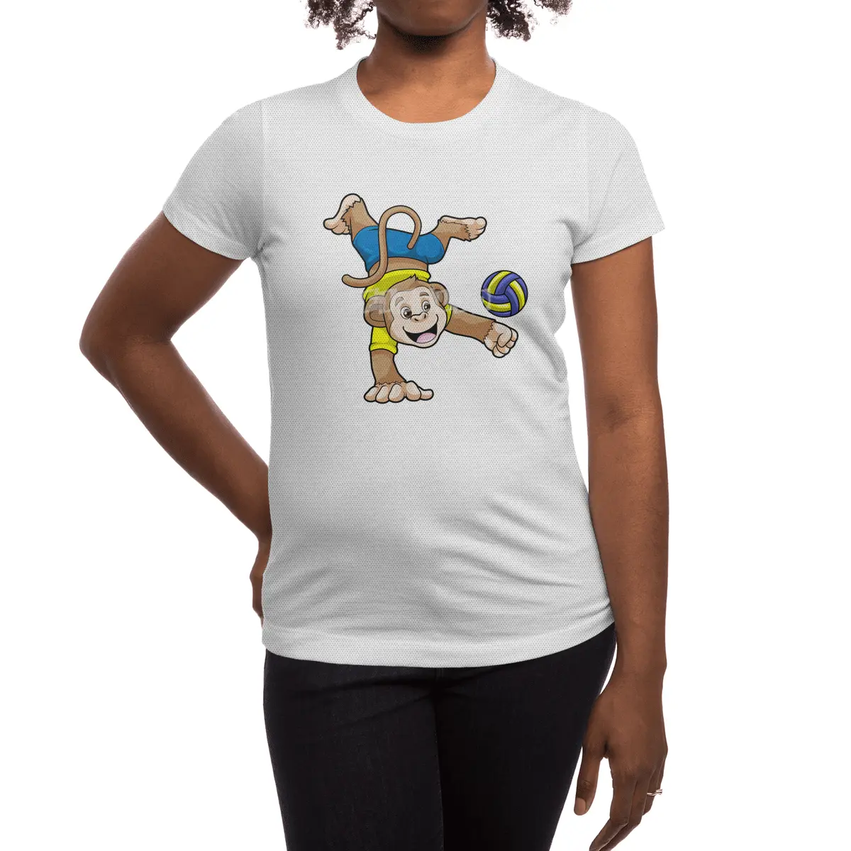 Monkey at Sports with Volleyball Spor T-Shirt