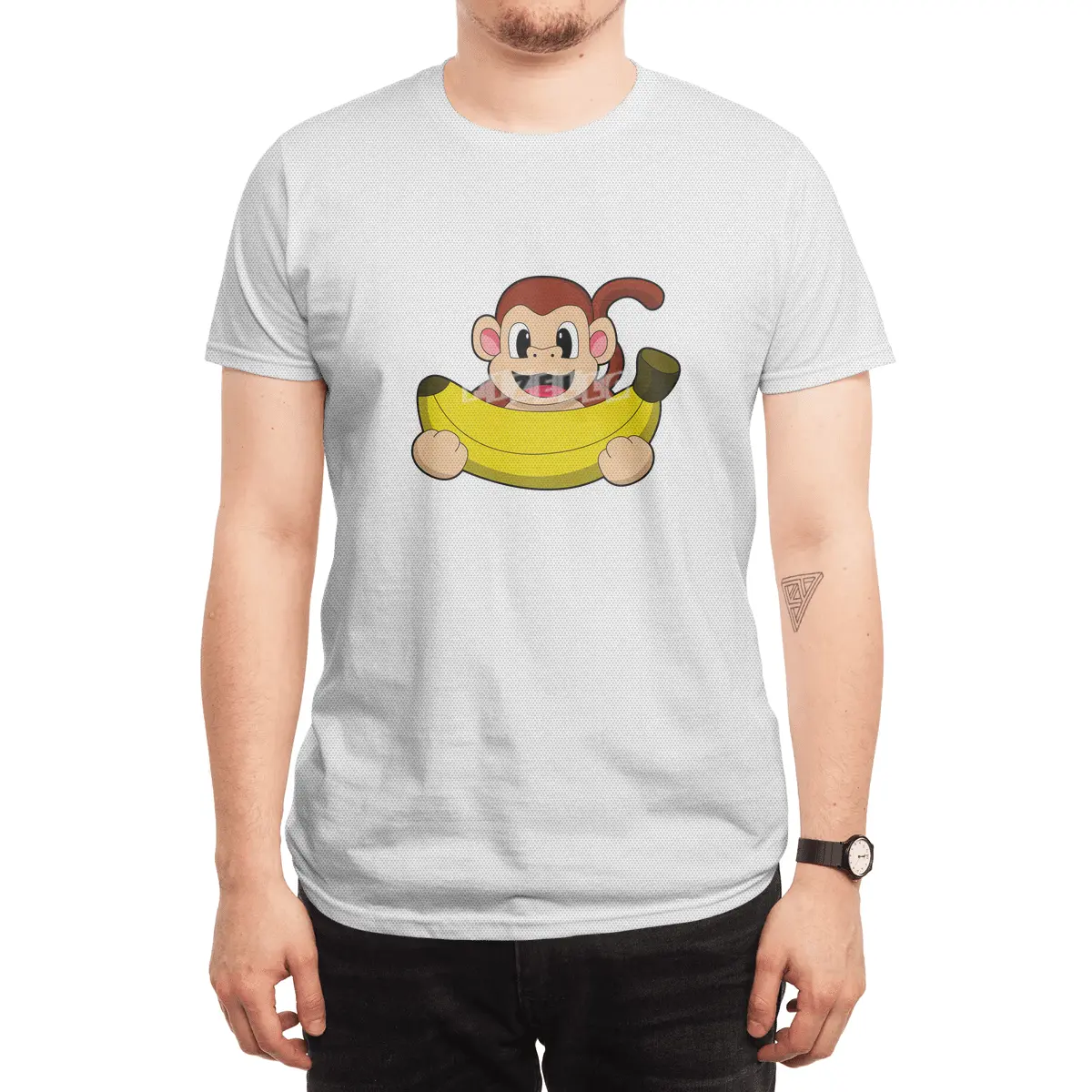 Monkey with Banana Spor T-Shirt