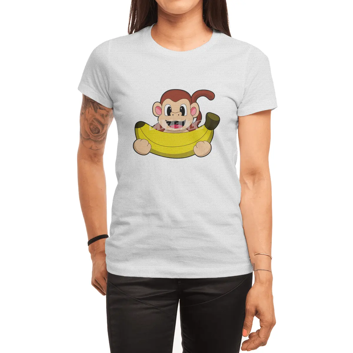 Monkey with Banana Spor T-Shirt