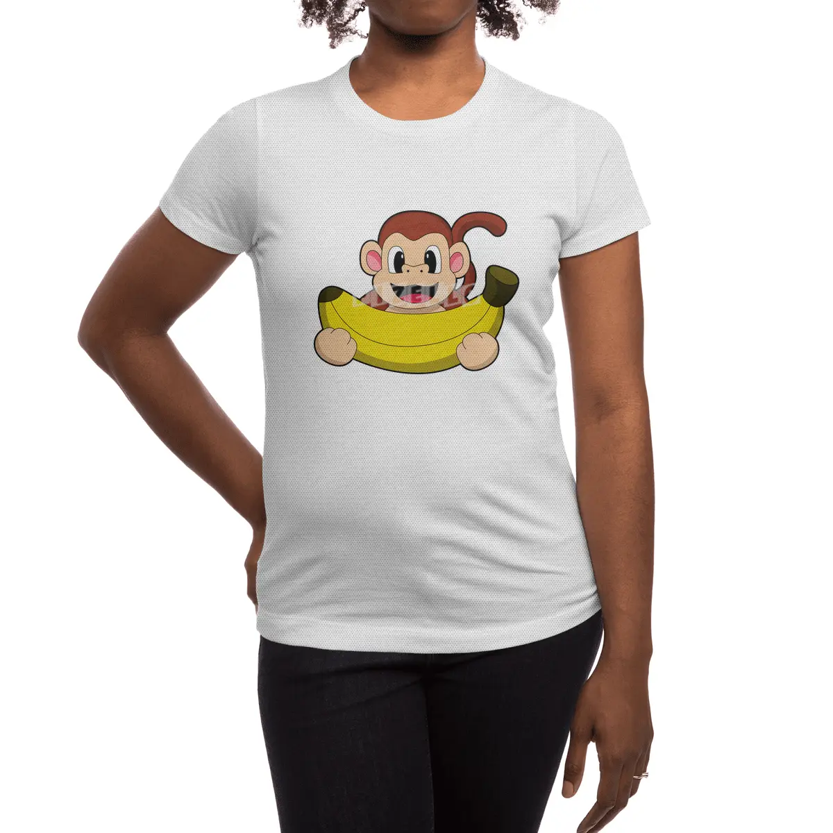 Monkey with Banana Spor T-Shirt