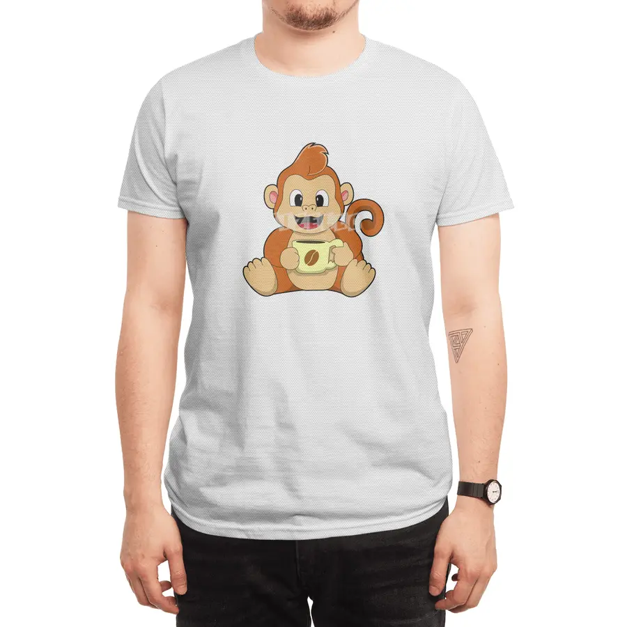 Monkey with Cup of Coffee Spor T-Shirt