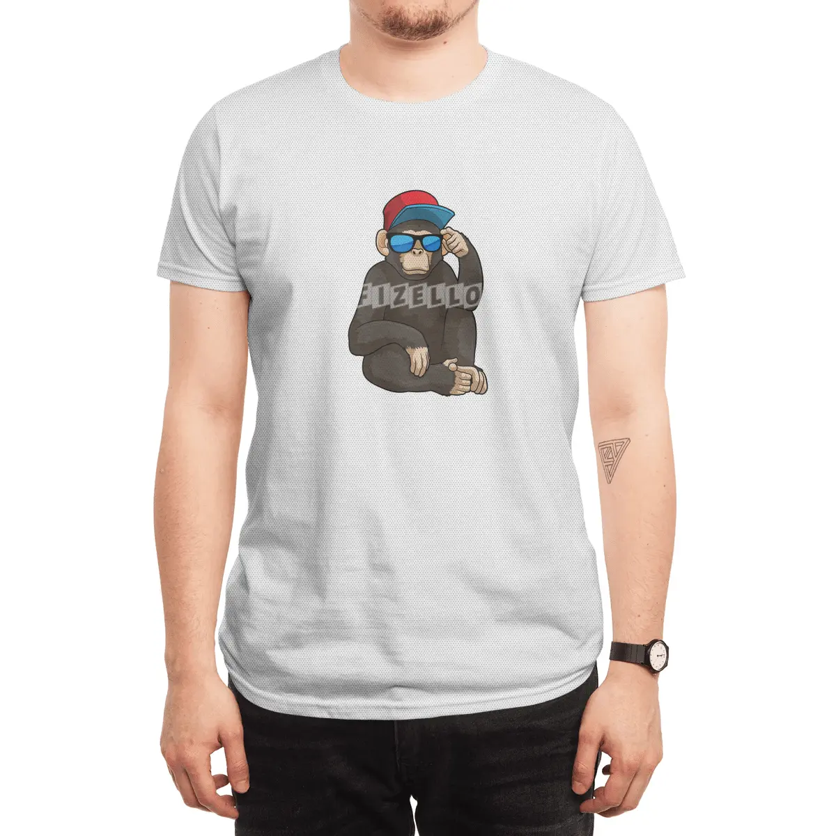 Monkey with Sunglasses Spor T-Shirt
