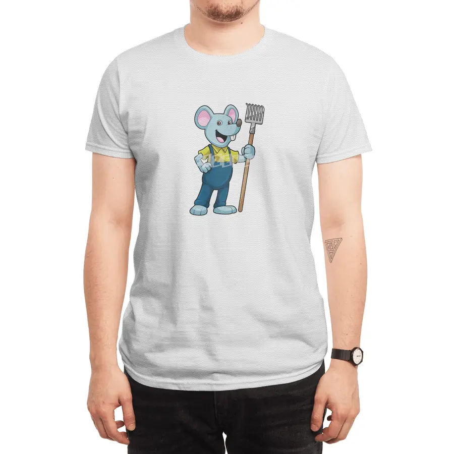 Mouse as Farmer with Rake Spor T-Shirt
