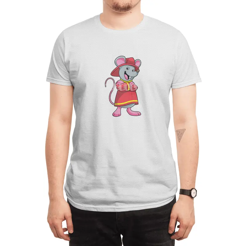 Mouse as Firefighter with Helmet Spor T-Shirt