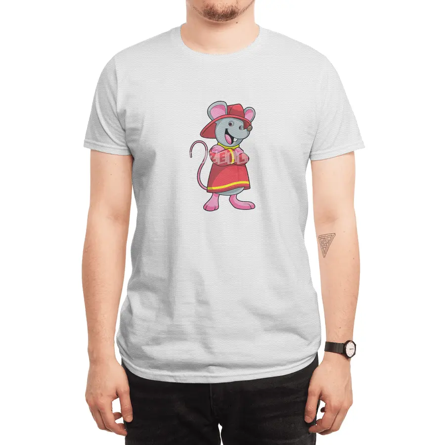 Mouse as Firefighter with Helmet Spor T-Shirt
