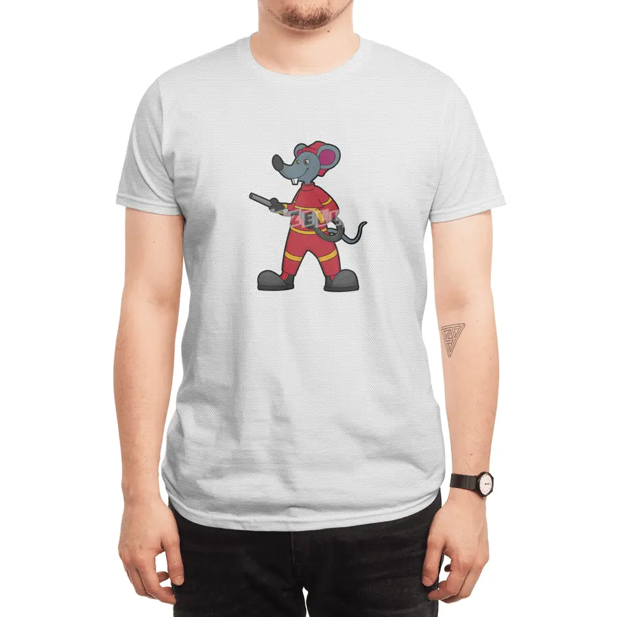 Mouse as Firefighter with Hose Spor T-Shirt