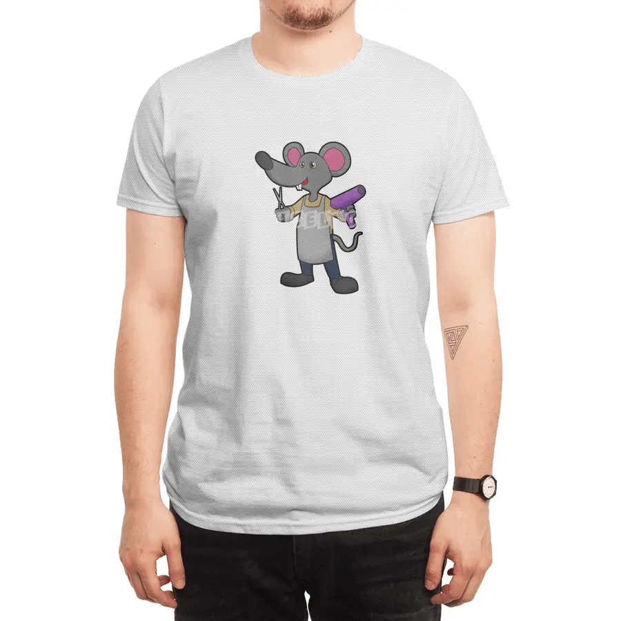 Mouse as Hairdresser with Scissors & Hair dryer Spor T-Shirt