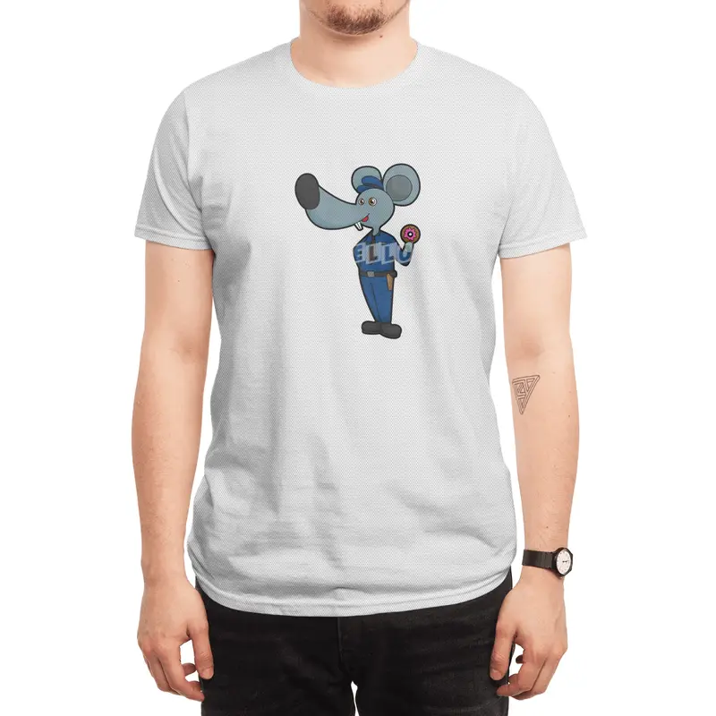 Mouse as Police officer with Donut Spor T-Shirt
