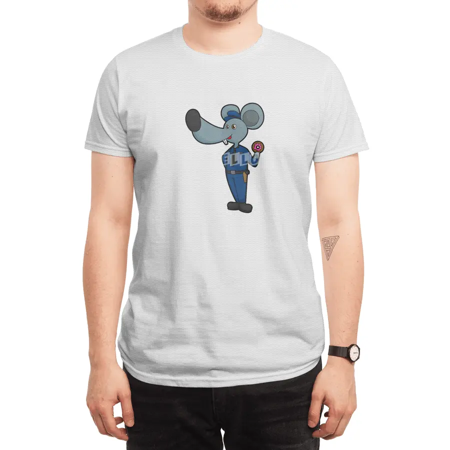 Mouse as Police officer with Donut Spor T-Shirt