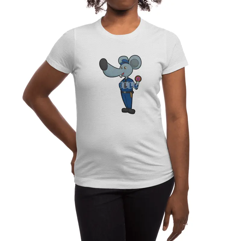 Mouse as Police officer with Donut Spor T-Shirt