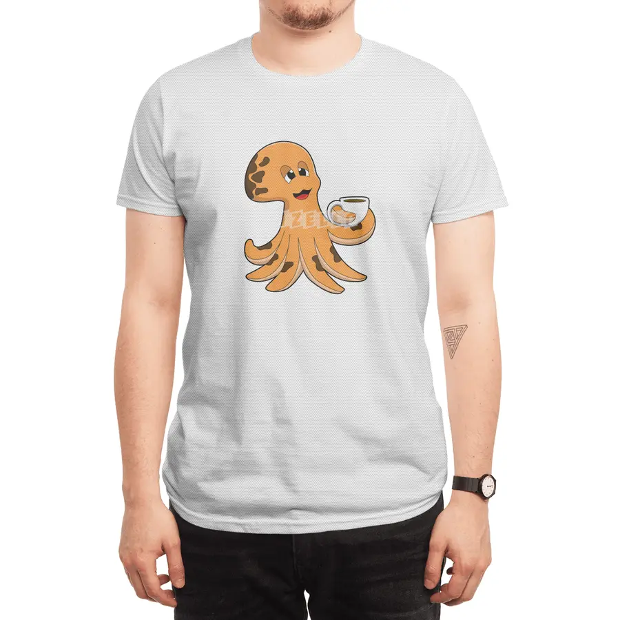 Octopus with Cup of Coffee Spor T-Shirt