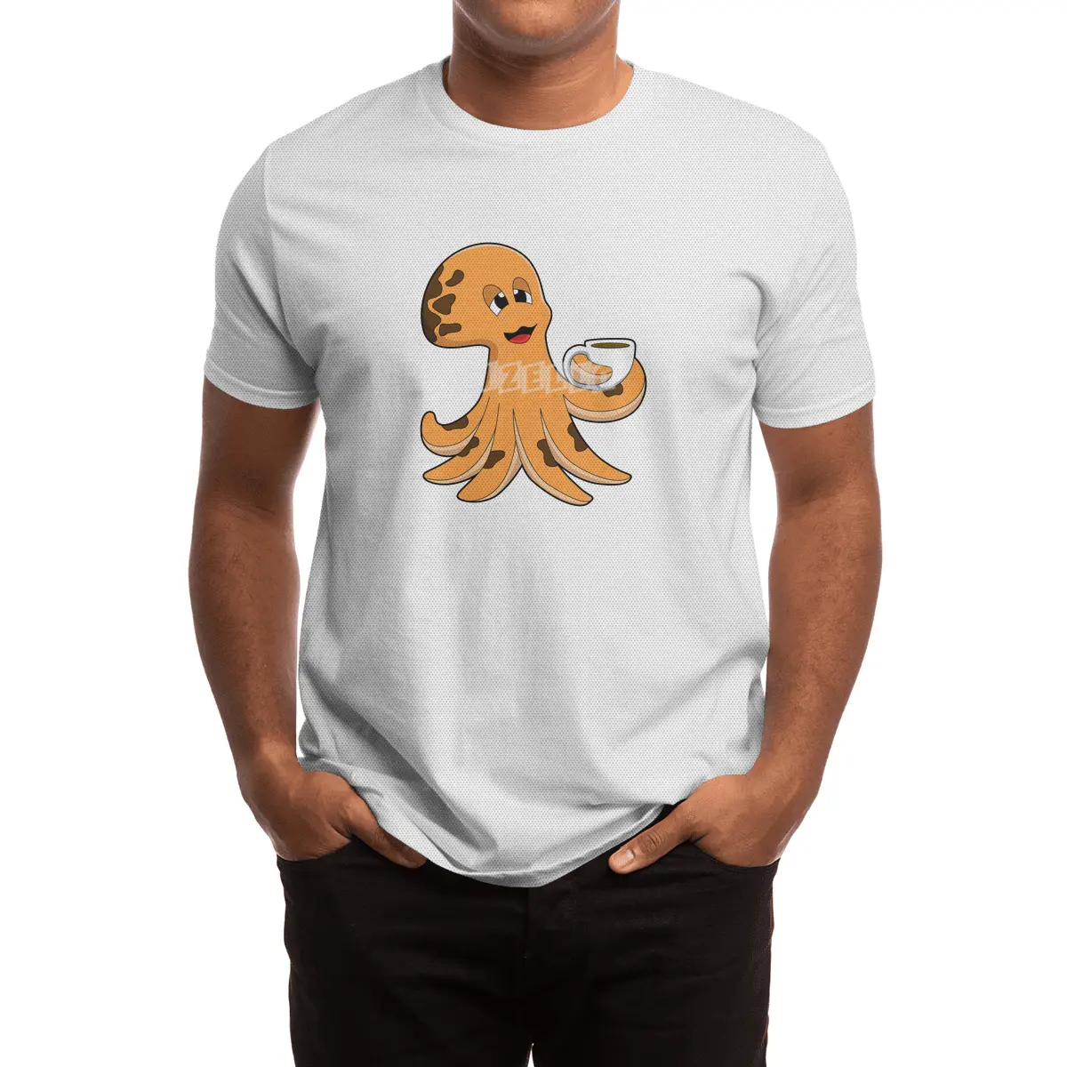 Octopus with Cup of Coffee Spor T-Shirt