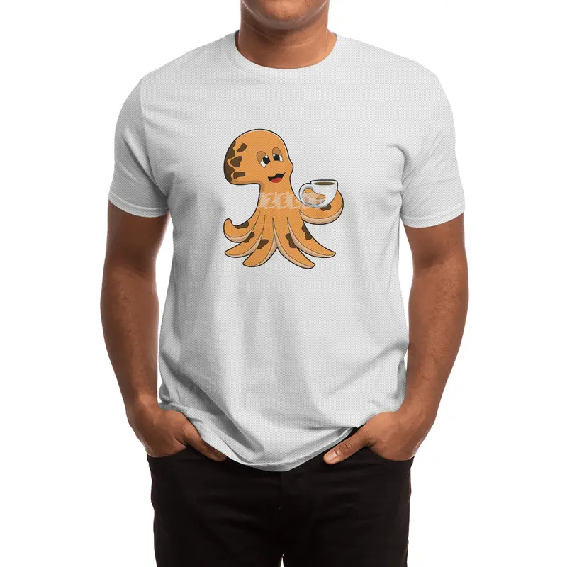 Octopus with Cup of Coffee Spor T-Shirt