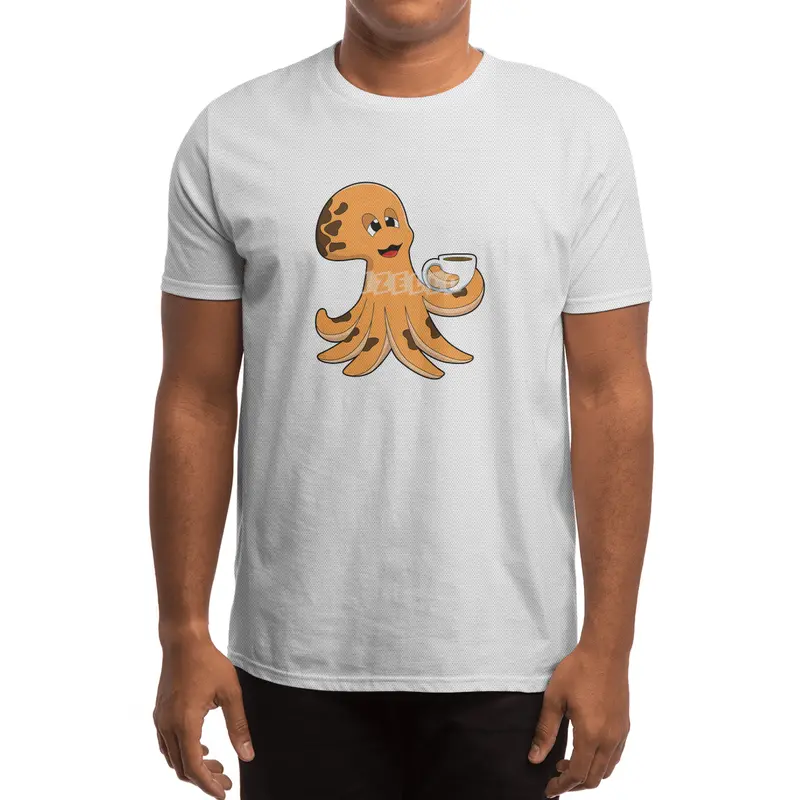 Octopus with Cup of Coffee Spor T-Shirt