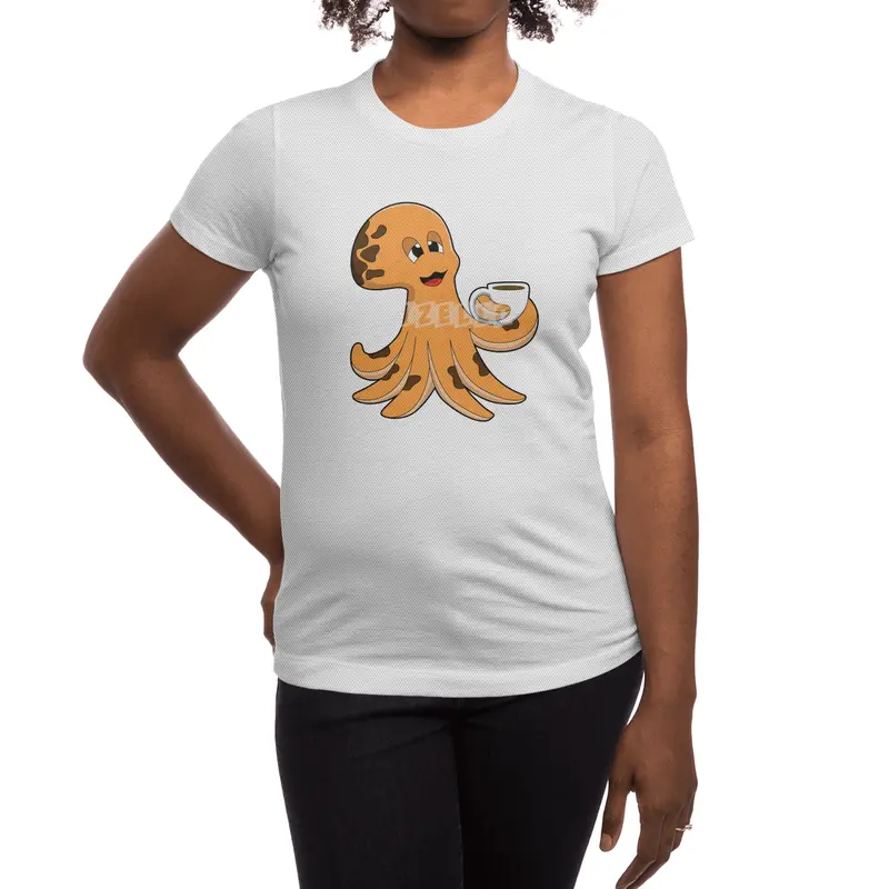 Octopus with Cup of Coffee Spor T-Shirt